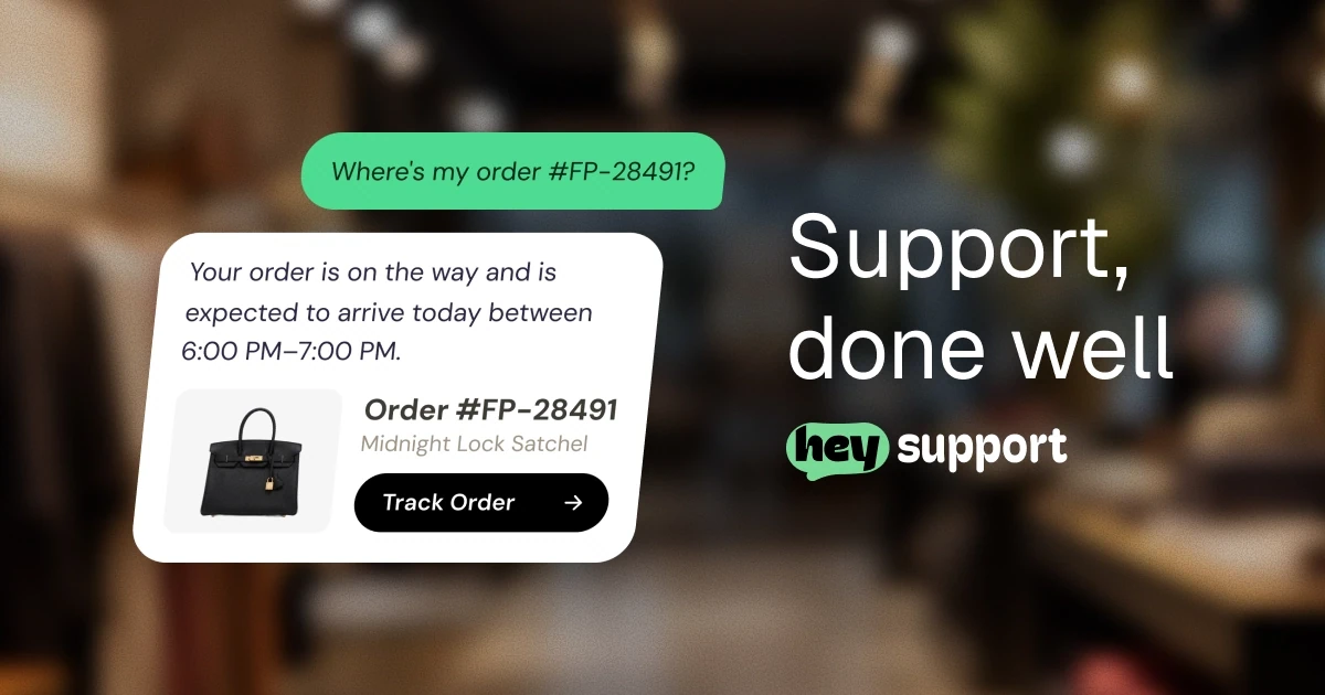 Support, done well — a store chatbot answering 'where is my order' with live status and a track-order button